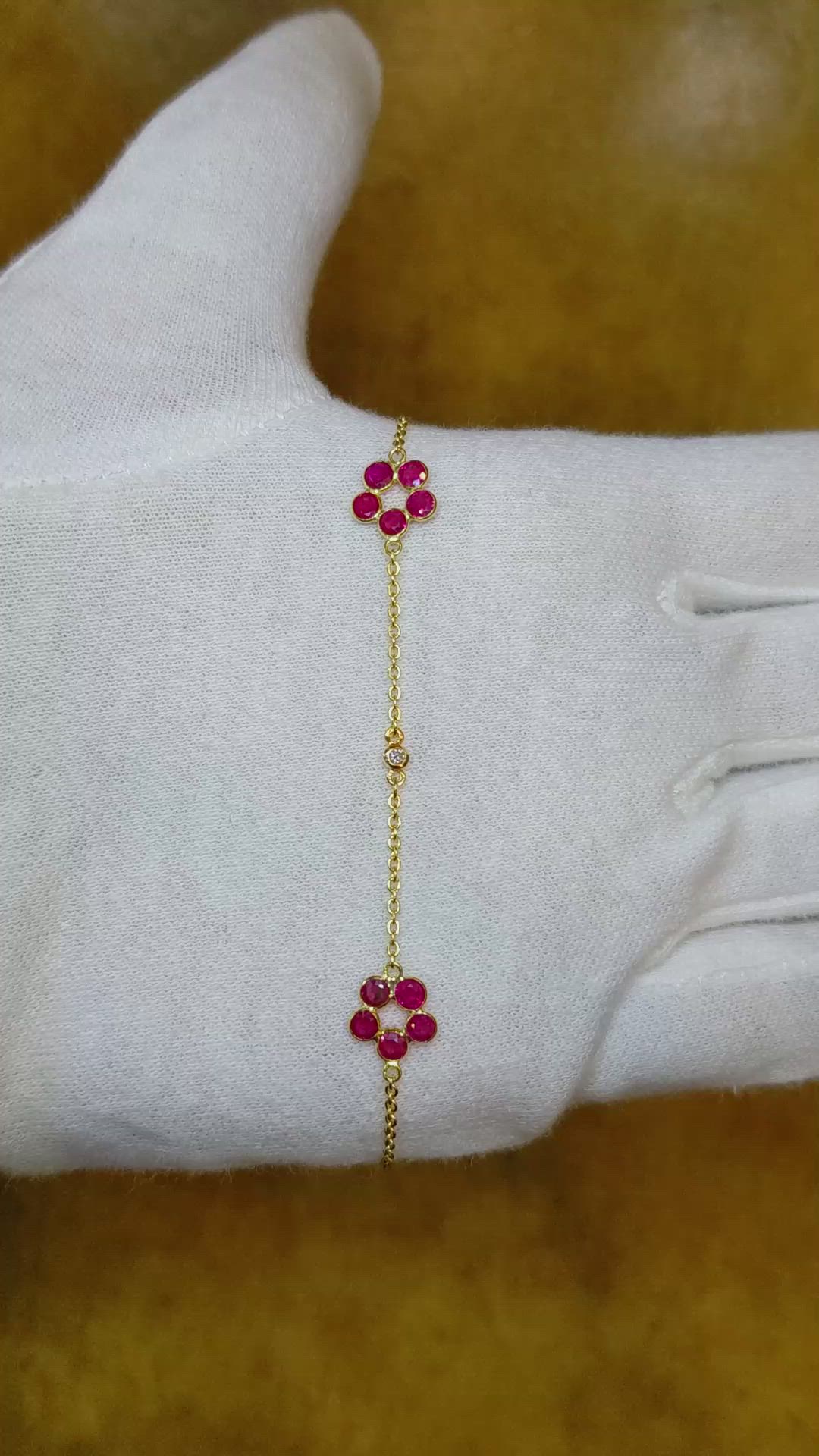 1.25 Ct.Tw.Total Carat Weight Ruby Sapphire Accent Stones Bracelet, 18K Yellow Gold Size Video