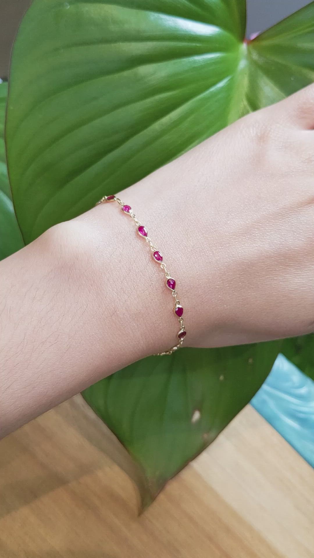 2.98 Ct.Tw. Ruby Bezel Bracelet, 18K Yellow Gold Size Video