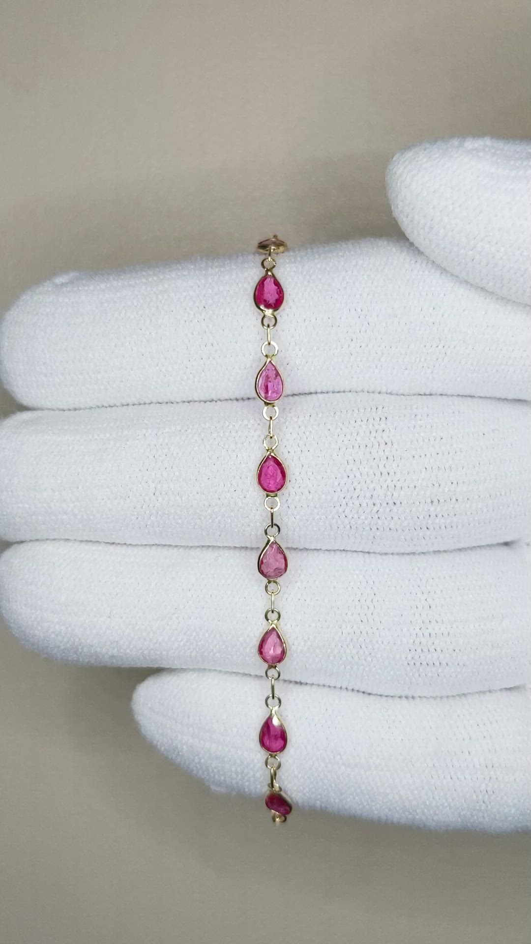 2.98 Ct.Tw. Ruby Bezel Bracelet, 18K Yellow Gold Size Video