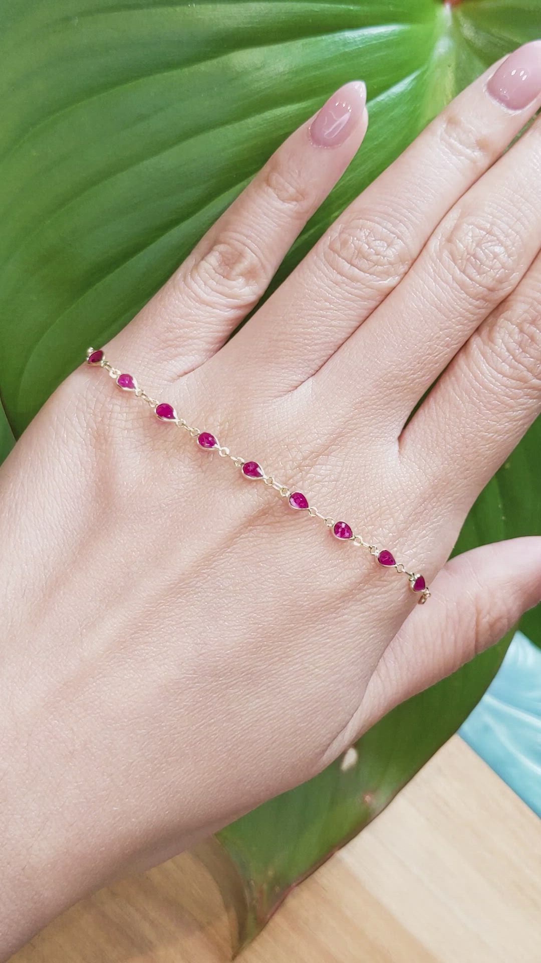 2.98 Ct.Tw. Ruby Bezel Bracelet, 18K Yellow Gold Size Video