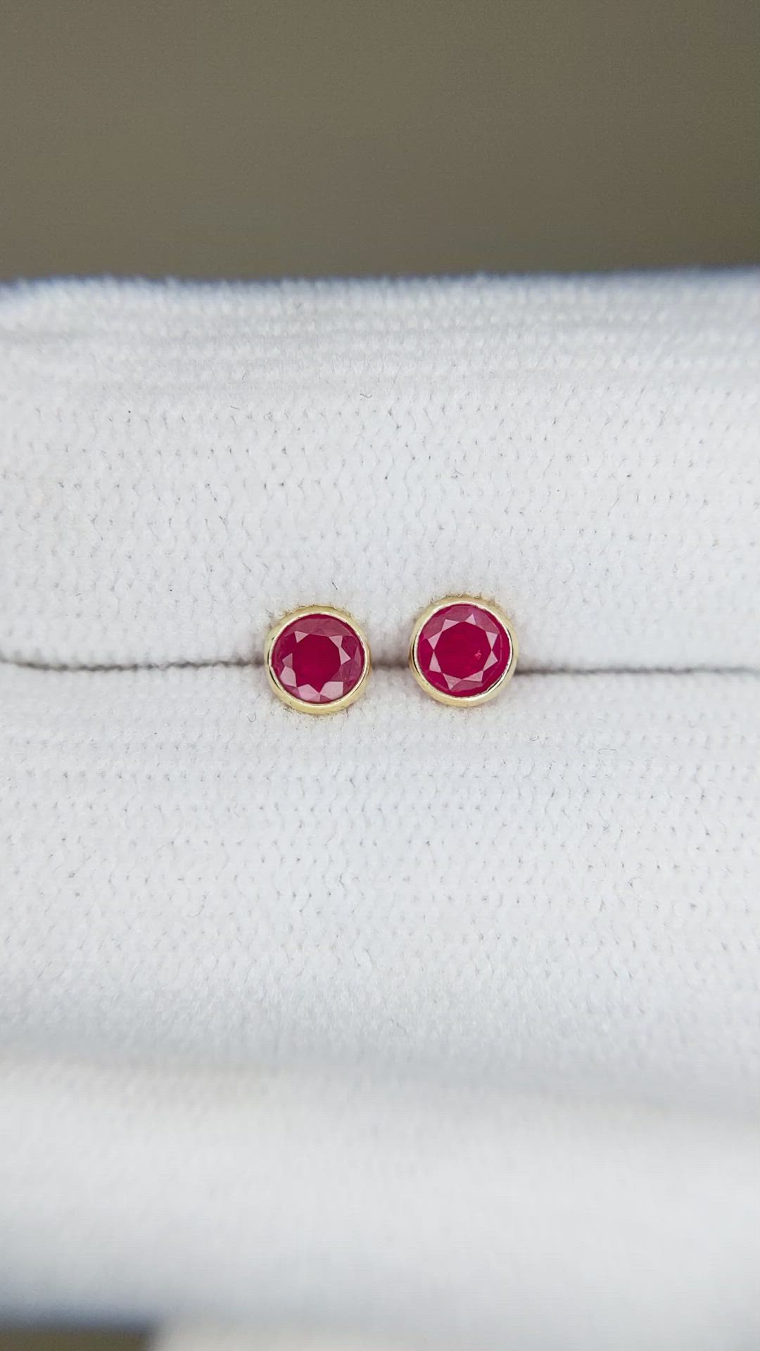 0.57 Ct.Tw. Ruby Bezel Earrings, 18K Yellow Gold Size Video