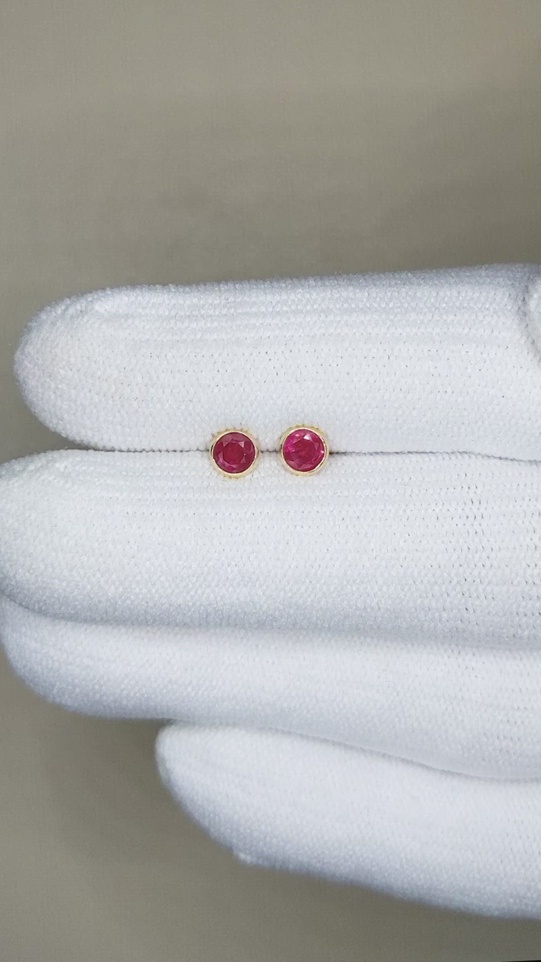 0.57 Ct.Tw. Ruby Bezel Earrings, 18K Yellow Gold Size Video