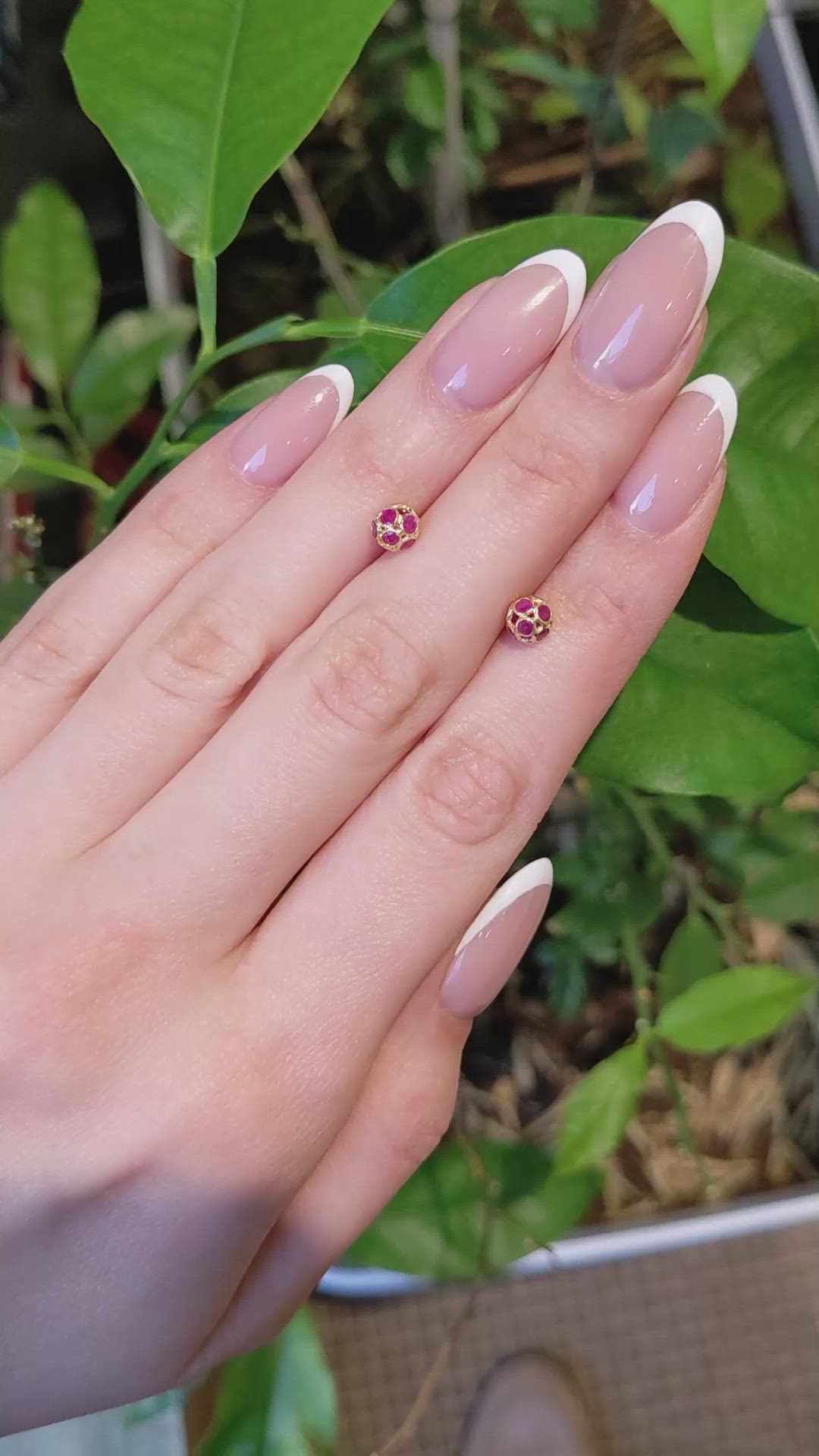 1.11&nbsp;Ct.Tw.Total Carat Weight Ruby Studs Earrings, 18K Yellow Gold Size Video