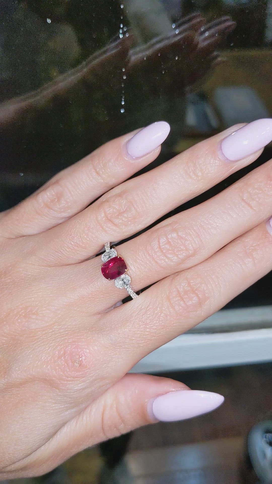 1.58 Ct. Ruby Natural Diamond Ring, 18K White & Yellow Size Video