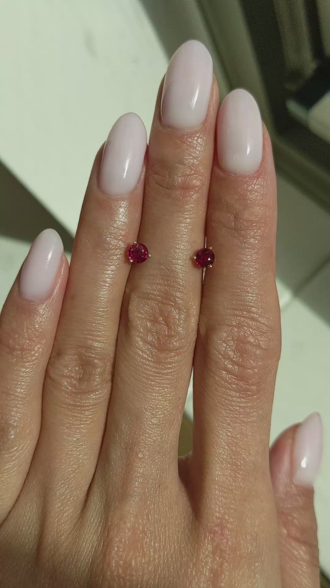 0.65 Ct.Tw.Total Carat Weight Ruby Studs Earrings, 14K Yellow Gold Size Video