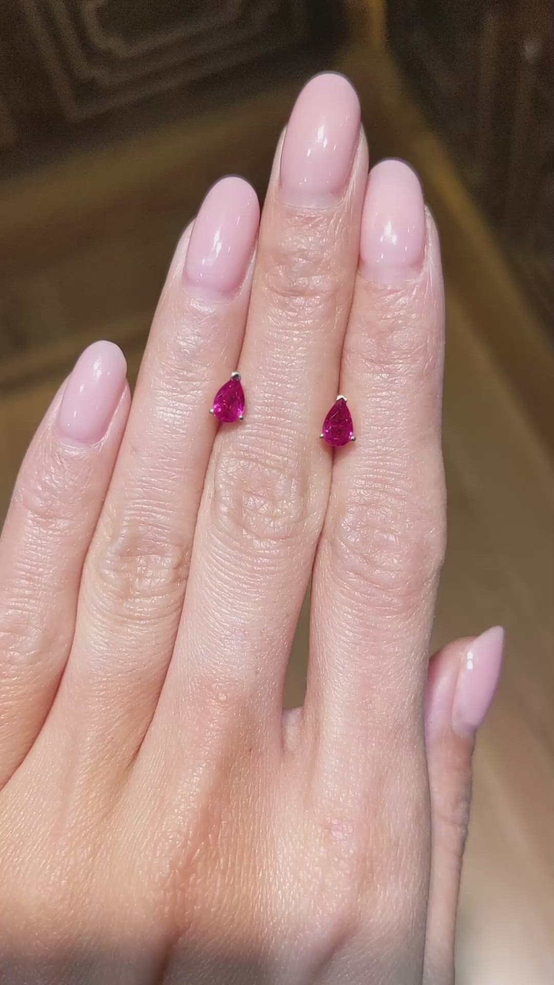 0.90&nbsp;Ct.Tw.Total Carat Weight Ruby Studs Earrings, 14K Yellow Gold Size Video