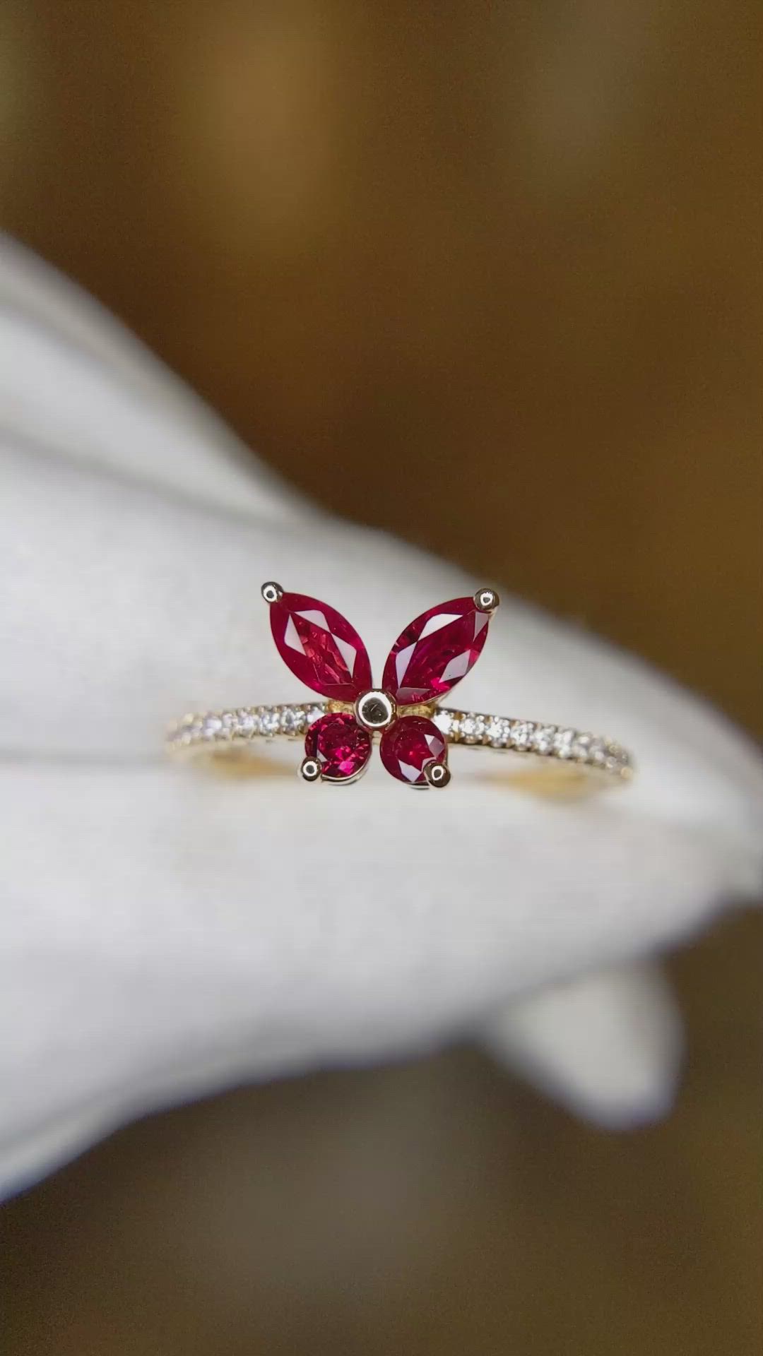 0.68 Ct. Ruby and Diamond Pave Ring, 18K Rose Gold Size Video