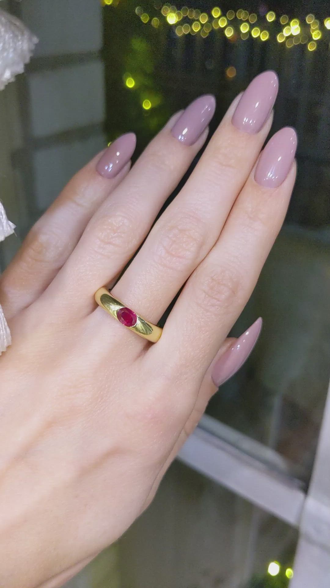 0.60 Ct. Pinkish Red Ruby Bezel Ring, 14K Yellow Gold Size Video