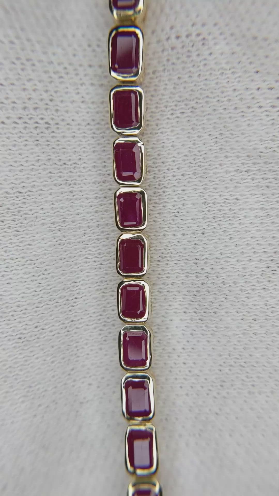 8.20 Ct.Tw.Total Carat Weight Ruby Bezel Bracelet, 14K Yellow Gold Size Video