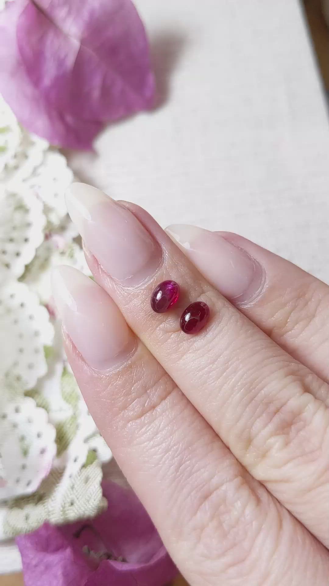 1.04 Ct.Tw.Total Carat Weight Cabochon Ruby Pair from Mozambique Size Video