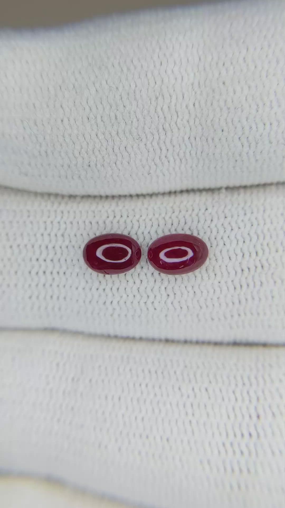1.04 Ct.Tw.Total Carat Weight Cabochon Ruby Pair from Mozambique Size Video