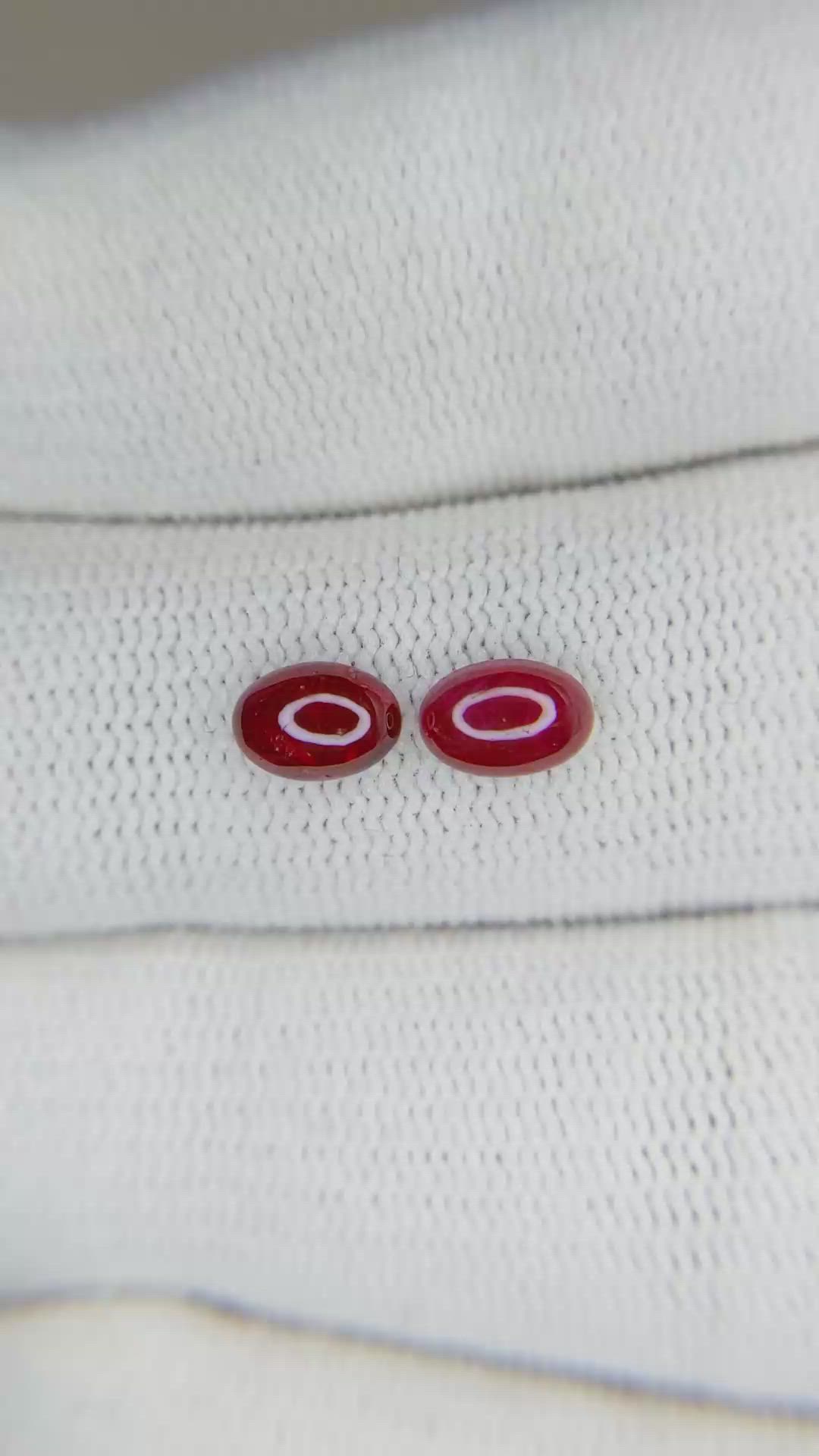 1.41 Ct.Tw.Total Carat Weight Cabochon Ruby Pair from Mozambique Size Video