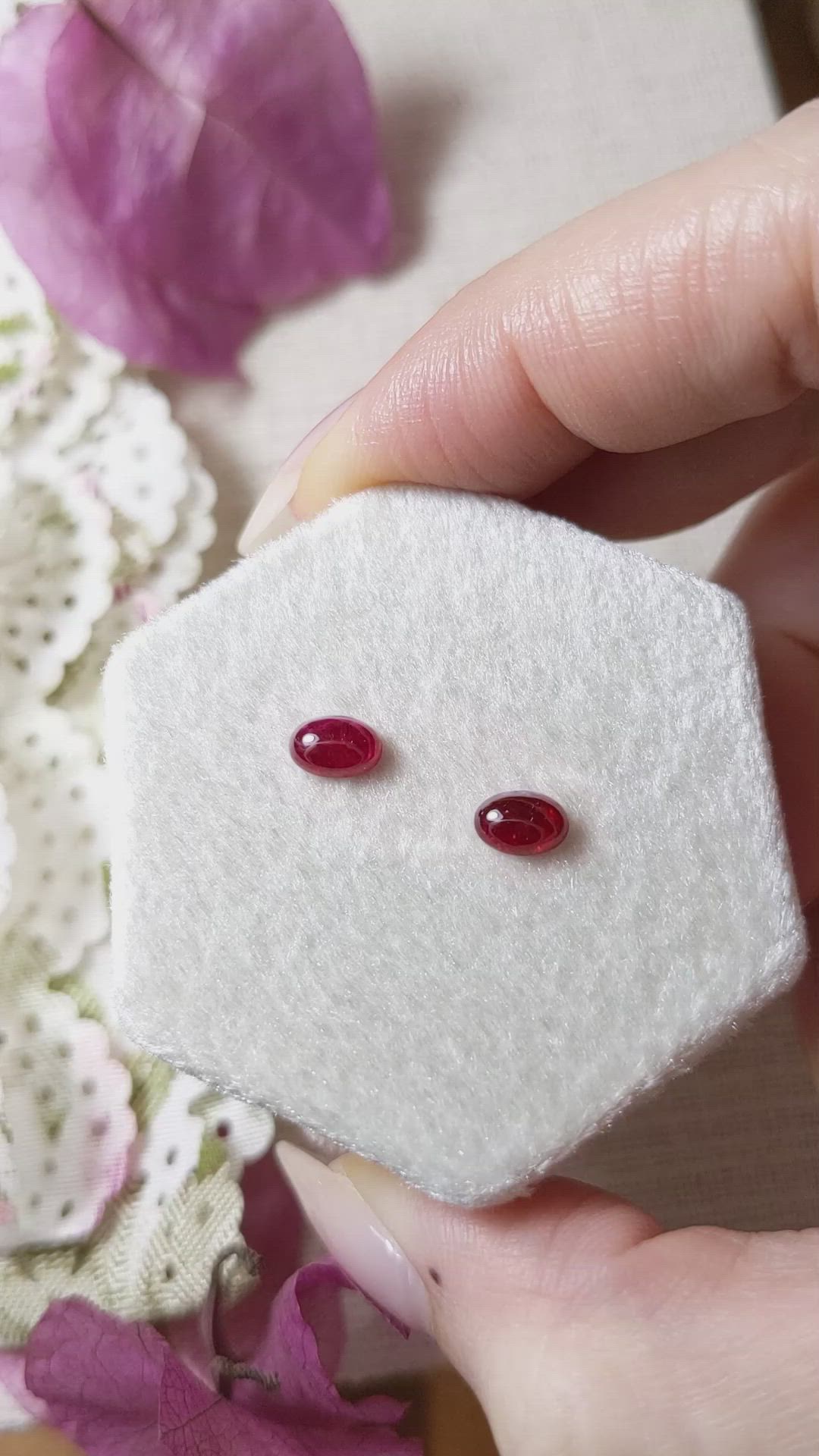 1.41 Ct.Tw.Total Carat Weight Cabochon Ruby Pair from Mozambique Size Video