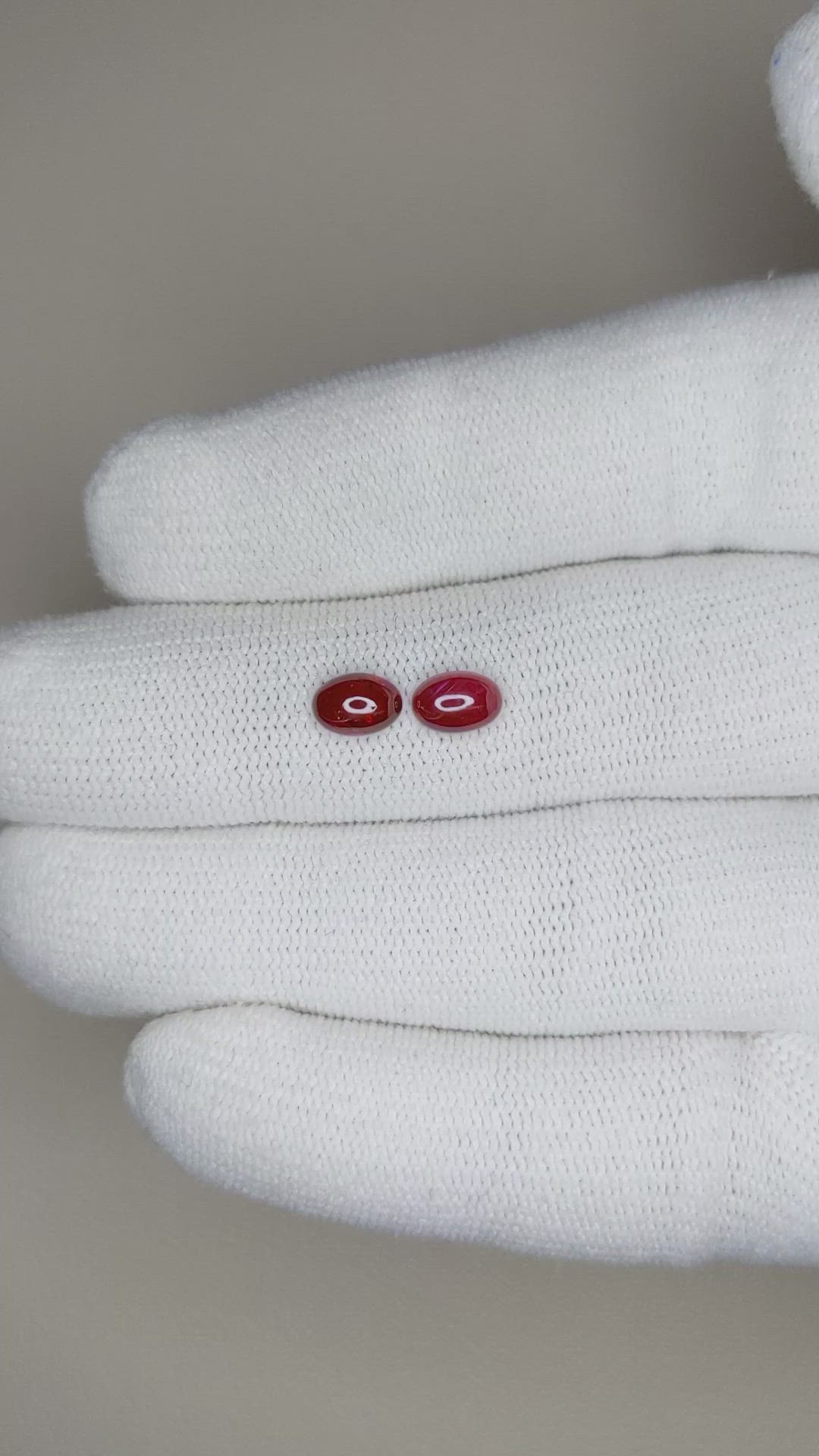 1.41 Ct.Tw.Total Carat Weight Cabochon Ruby Pair from Mozambique Size Video