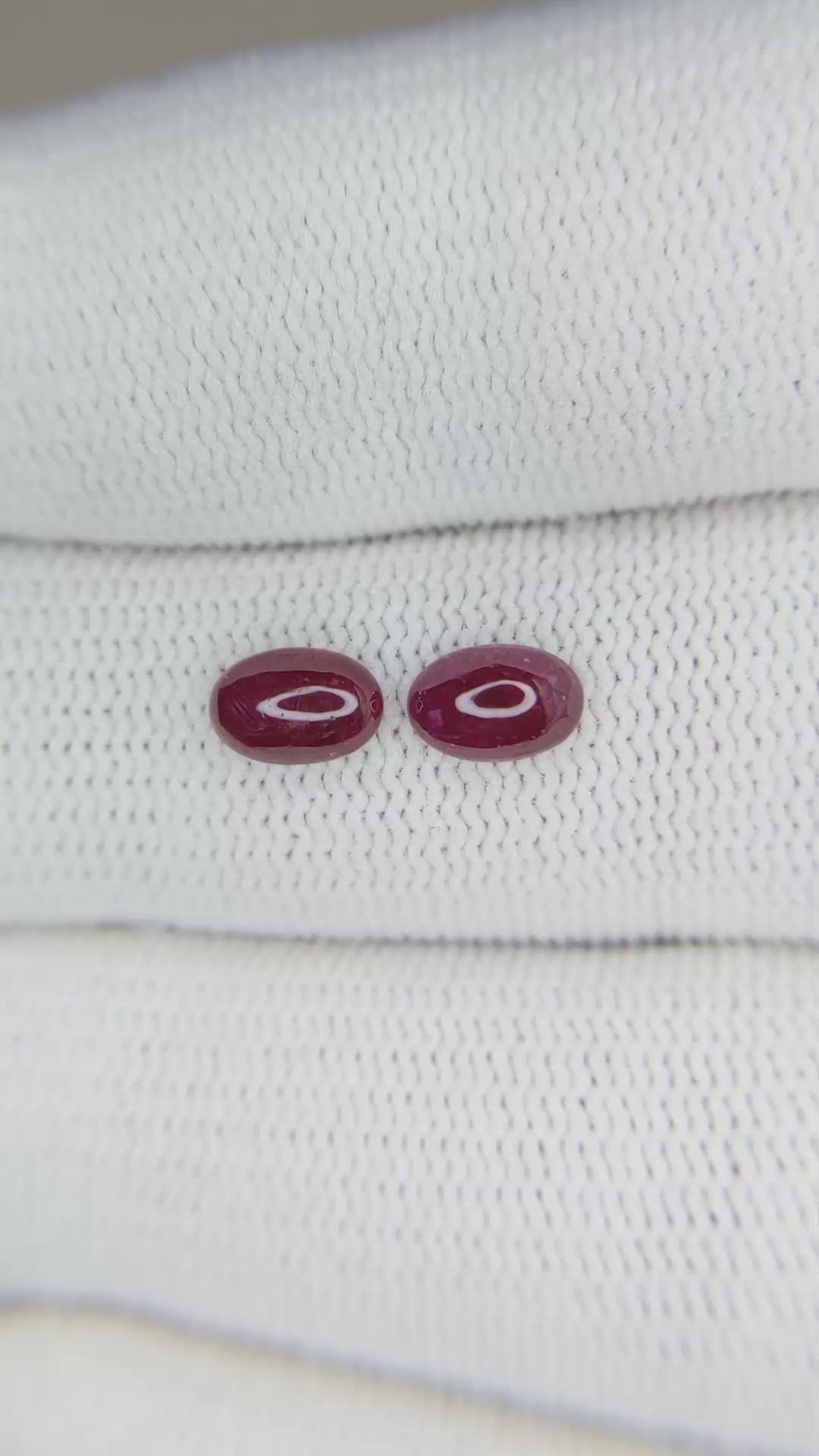 1.19 Ct.Tw.Total Carat Weight Cabochon Ruby Pair from Mozambique Size Video