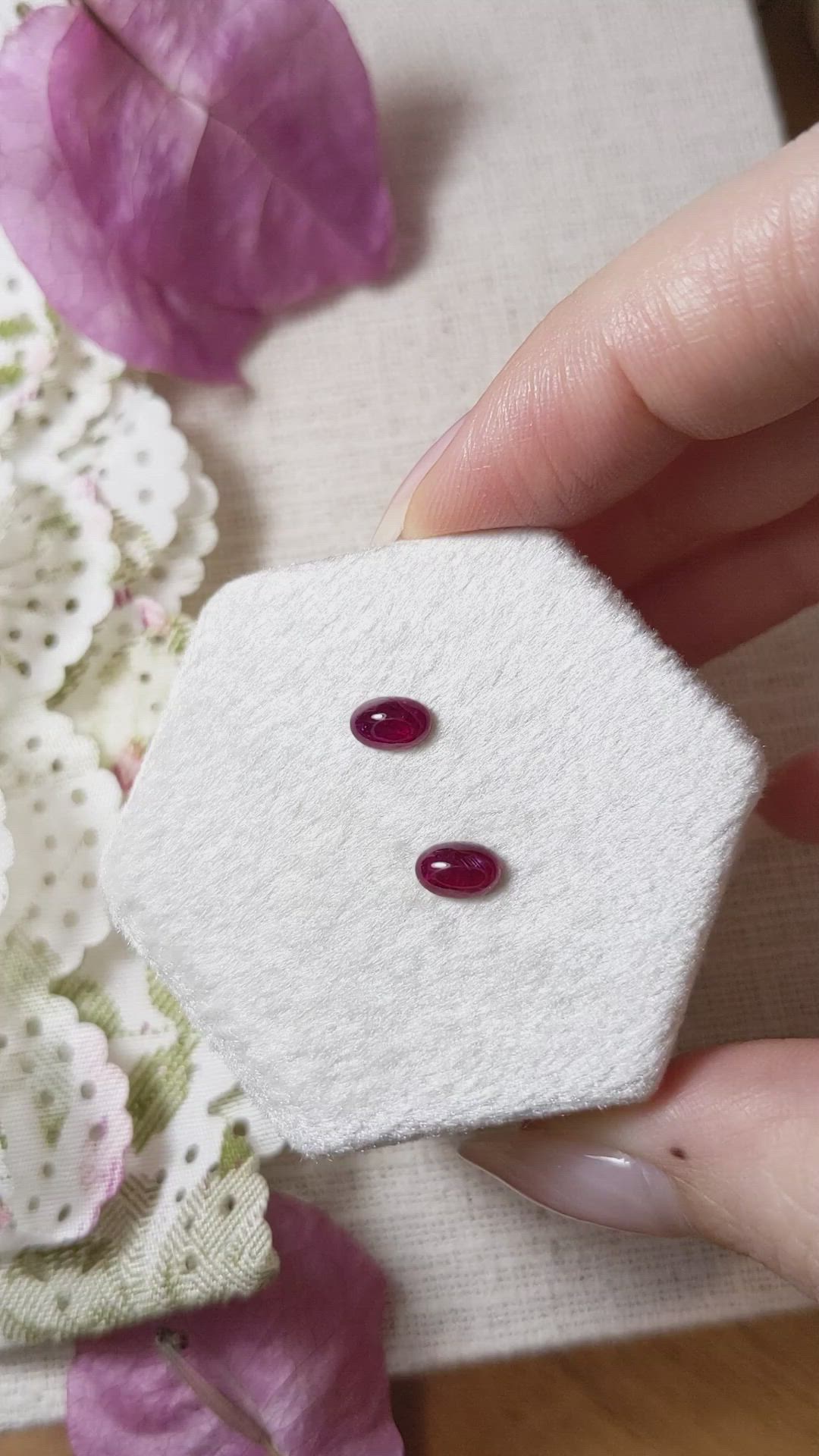1.19 Ct.Tw.Total Carat Weight Cabochon Ruby Pair from Mozambique Size Video