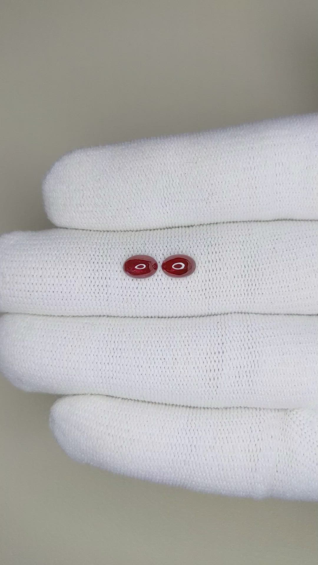 1.40 Ct.Tw.Total Carat Weight Cabochon Ruby Pair from Mozambique Size Video