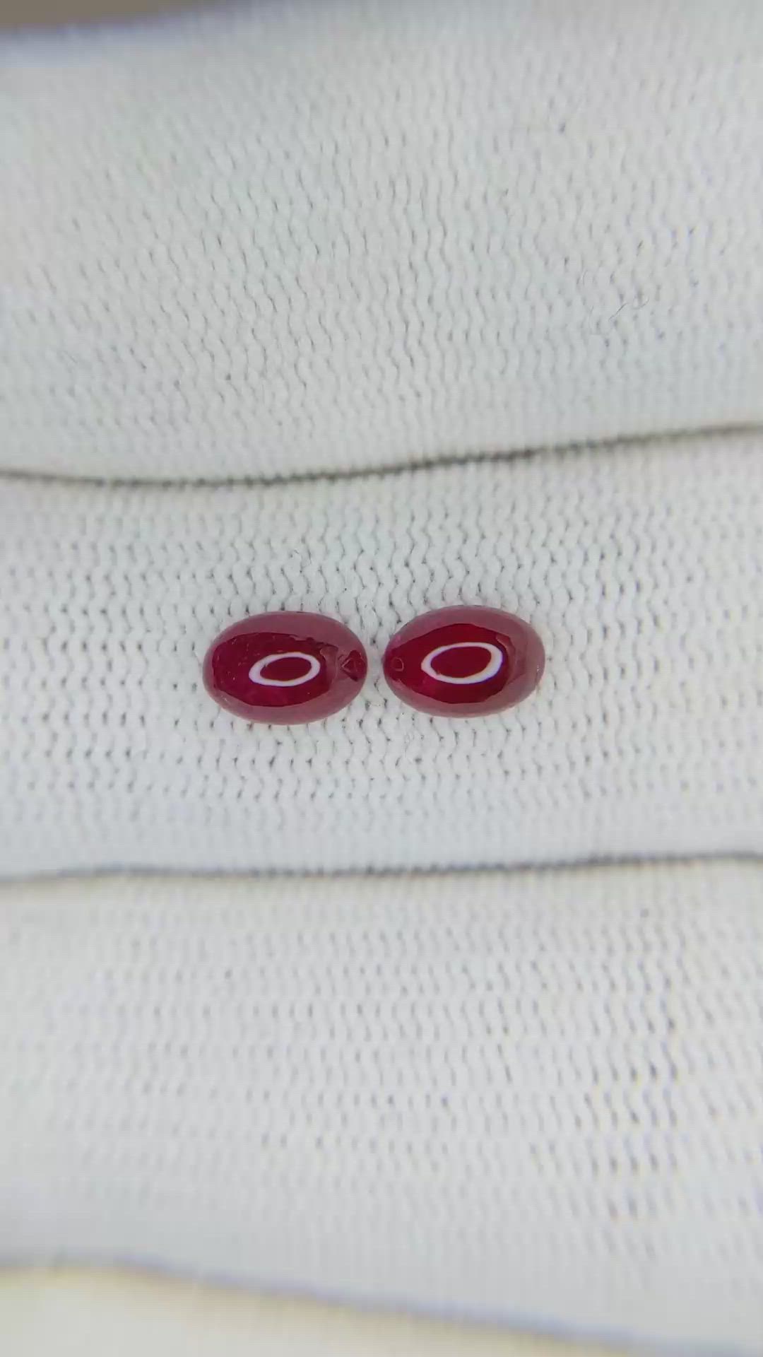 1.40 Ct.Tw.Total Carat Weight Cabochon Ruby Pair from Mozambique Size Video