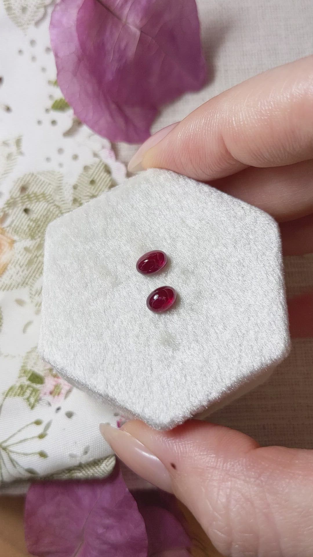 1.32 Ct.Tw.Total Carat Weight Cabochon Ruby Pair from Mozambique Size Video
