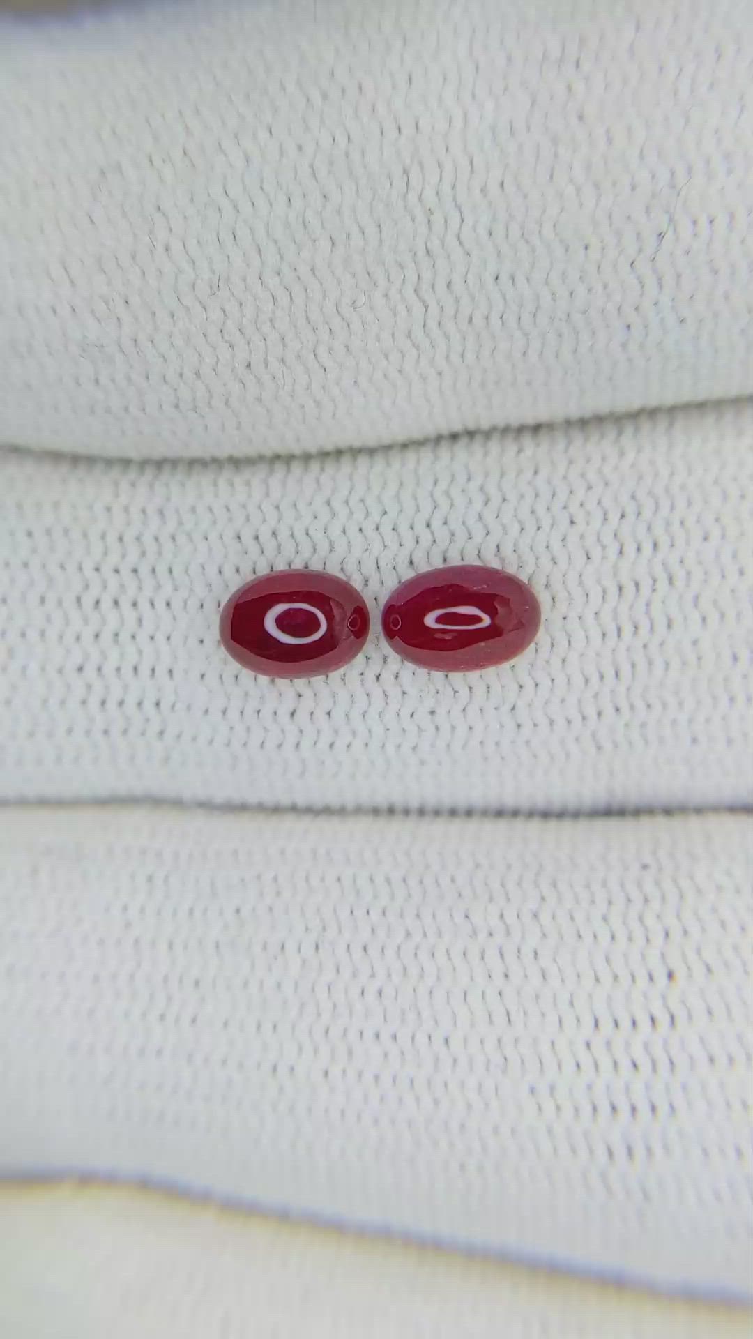 1.32 Ct.Tw.Total Carat Weight Cabochon Ruby Pair from Mozambique Size Video