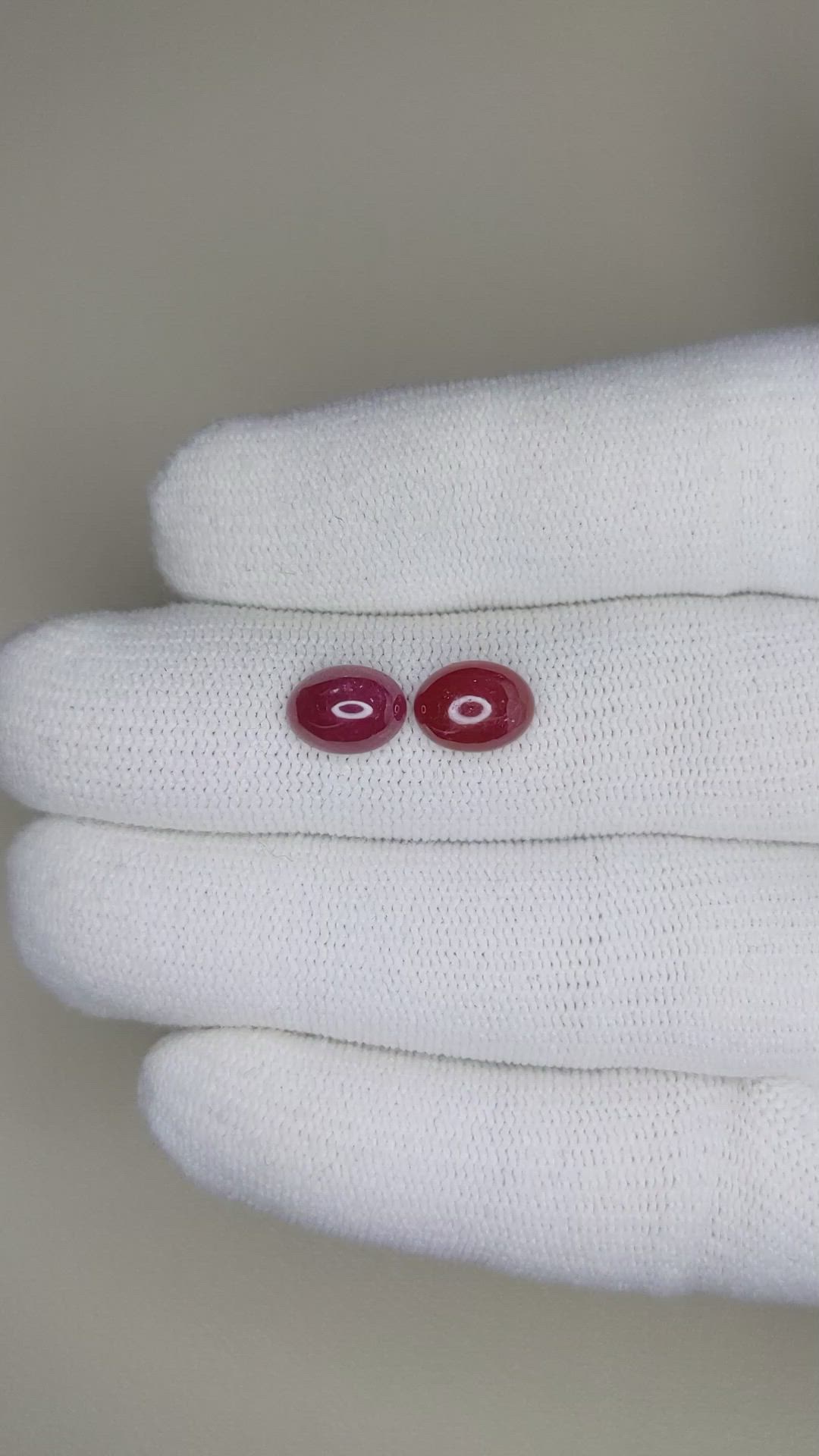 3.93 Ct.Tw.Total Carat Weight Cabochon Ruby Pair from Mozambique Size Video