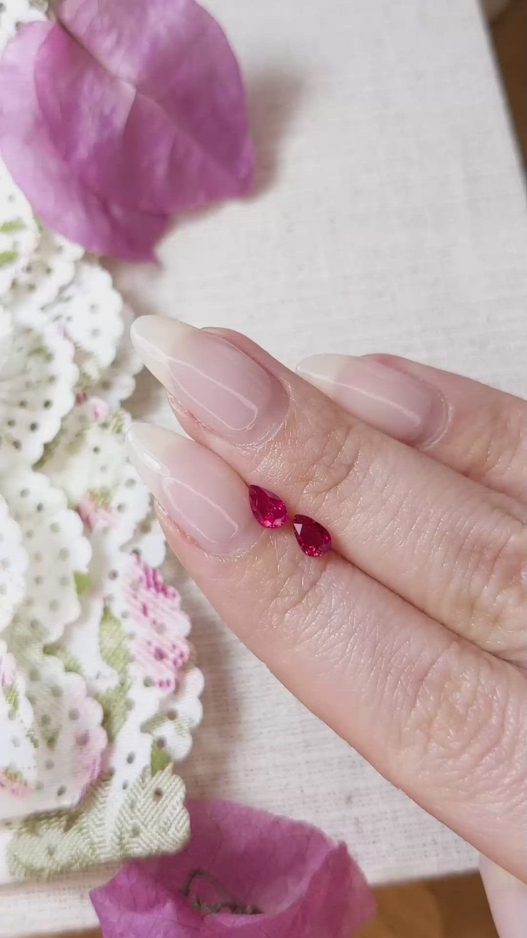 0.99 Ct.Tw.Total Carat Weight Ruby Pair from Mozambique Size Video