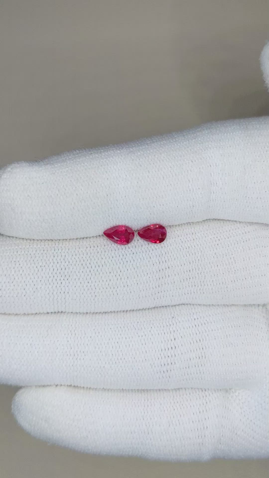 0.99 Ct.Tw.Total Carat Weight Ruby Pair from Mozambique Size Video