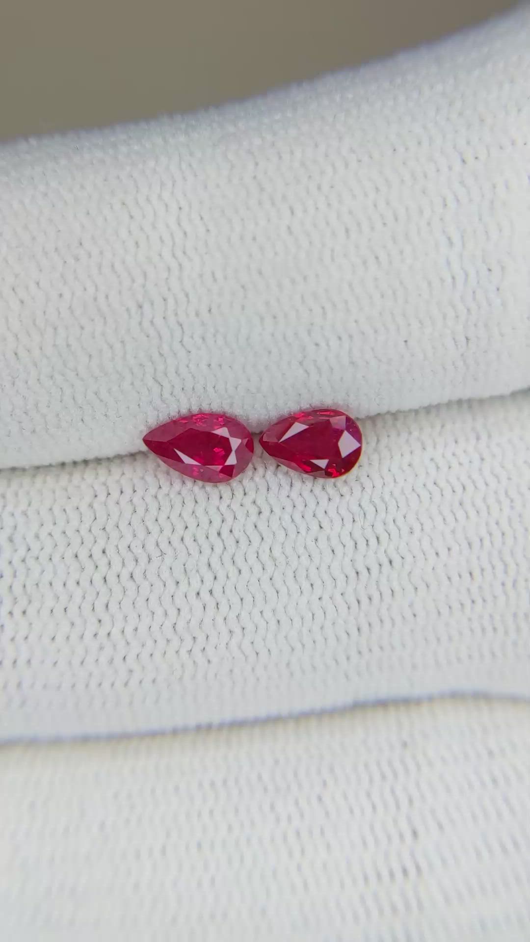 0.99 Ct.Tw.Total Carat Weight Ruby Pair from Mozambique Size Video