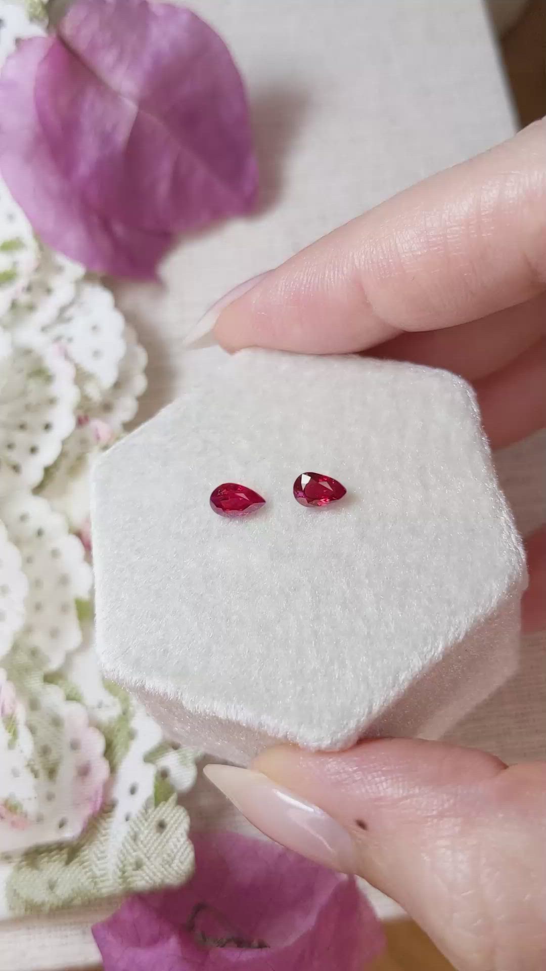 0.99 Ct.Tw.Total Carat Weight Ruby Pair from Mozambique Size Video