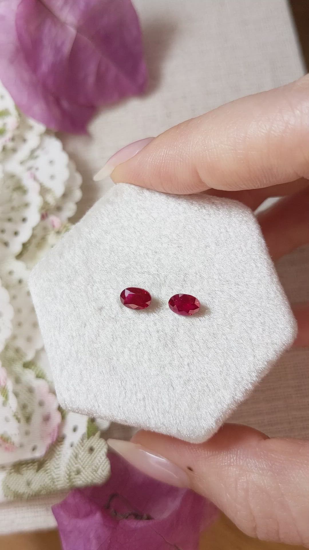 1.05 Ct.Tw.Total Carat Weight Ruby Pair from Burma (Myanmar) Size Video