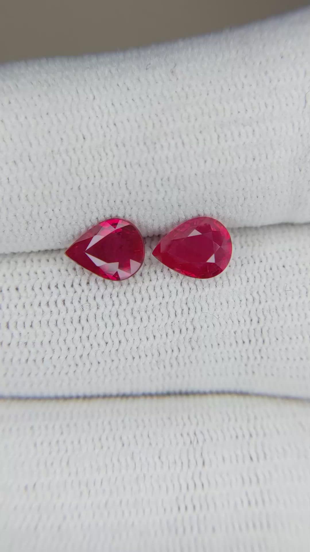 2.15 Ct.Tw.Total Carat Weight Ruby Pair from Mozambique Size Video