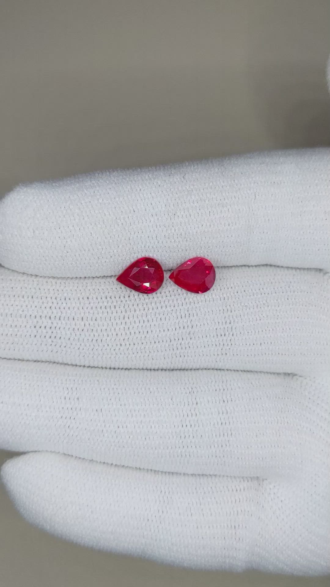 2.15 Ct.Tw.Total Carat Weight Ruby Pair from Mozambique Size Video