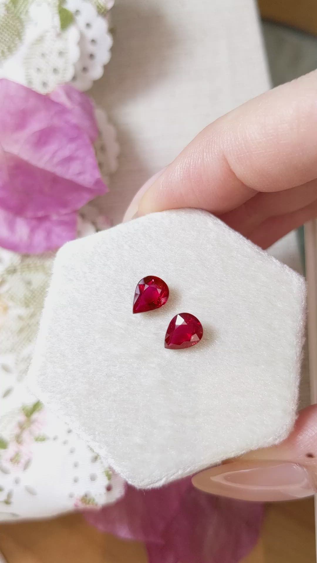 2.15 Ct.Tw.Total Carat Weight Ruby Pair from Mozambique Size Video