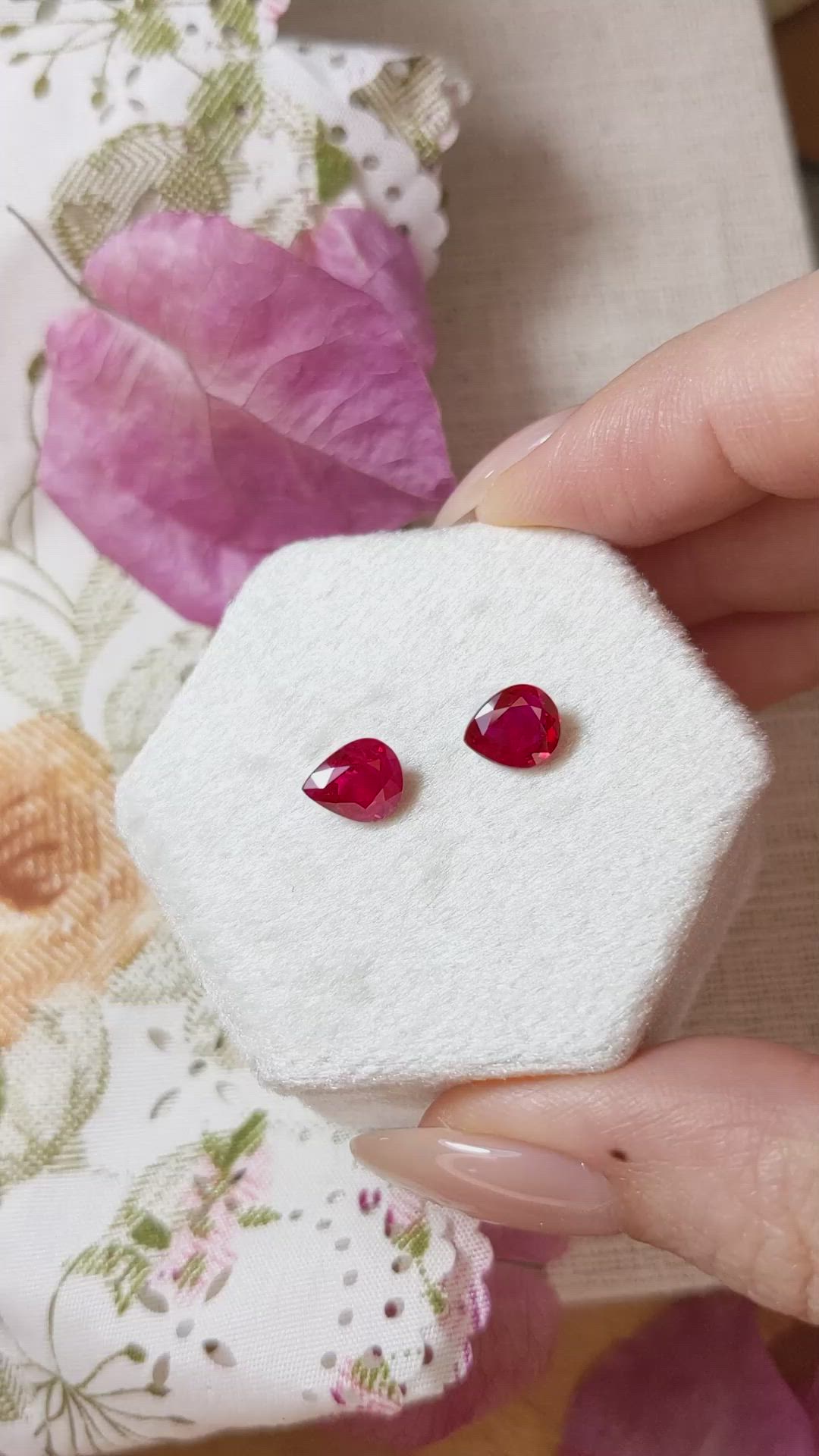 2.68 Ct.Tw.Total Carat Weight Ruby Pair from Mozambique Size Video