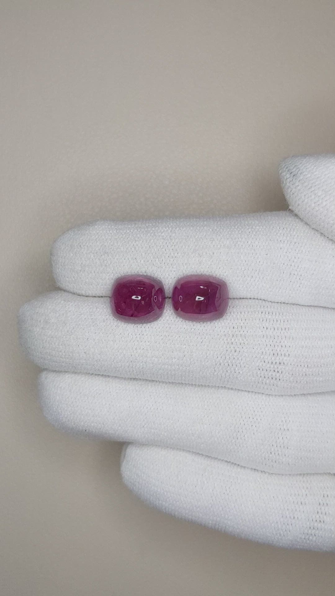 11.36 Ct.Tw.Total Carat Weight Cabochon Ruby Pair from Mozambique Size Video