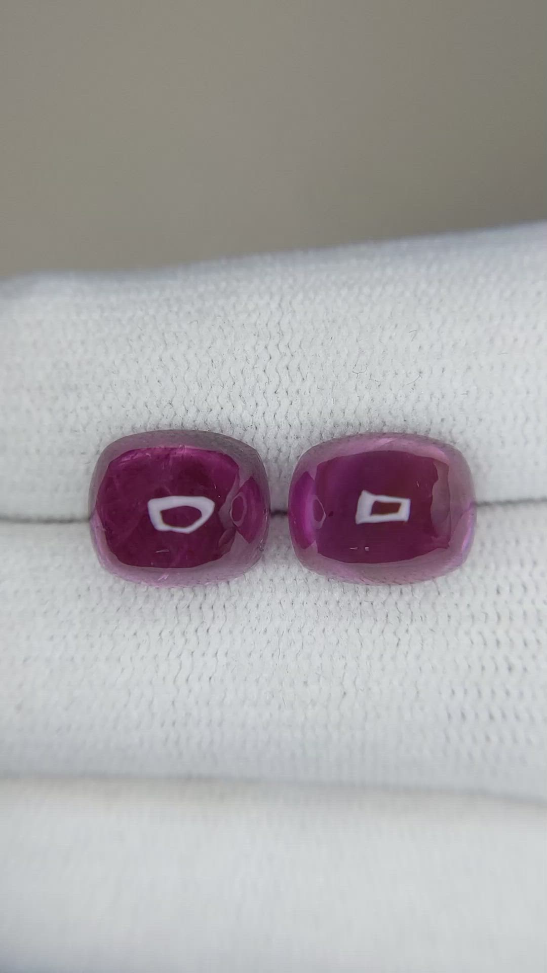 11.36 Ct.Tw.Total Carat Weight Cabochon Ruby Pair from Mozambique Size Video