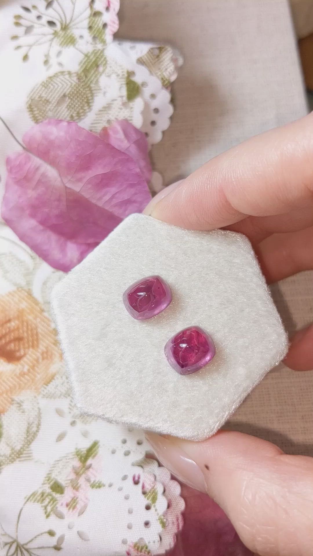 11.36 Ct.Tw.Total Carat Weight Cabochon Ruby Pair from Mozambique Size Video