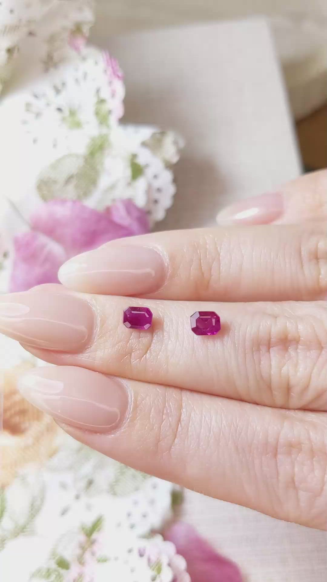 0.97 Ct.Tw.Total Carat Weight Ruby Pair from Mozambique Size Video