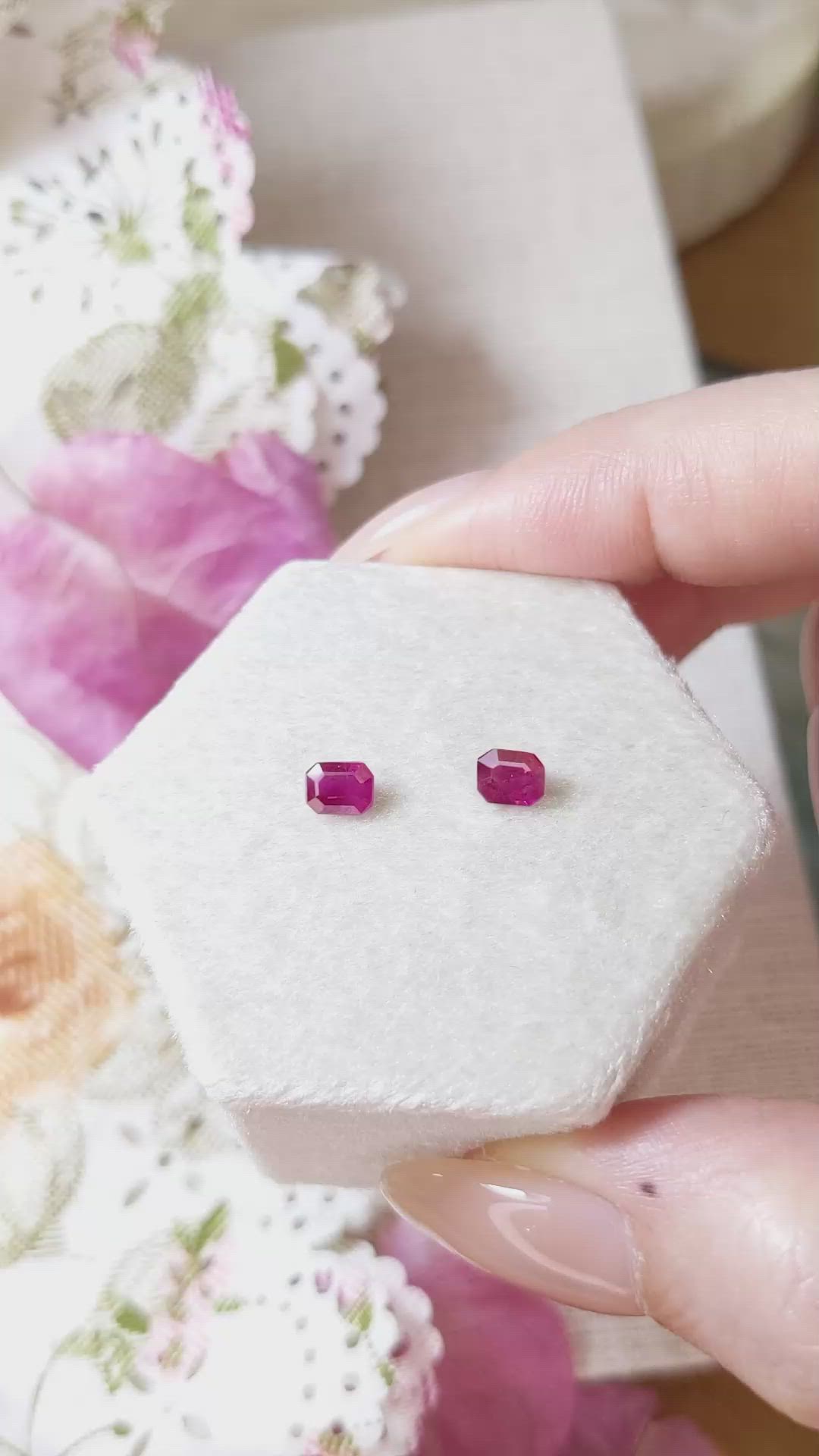 0.97 Ct.Tw.Total Carat Weight Ruby Pair from Mozambique Size Video