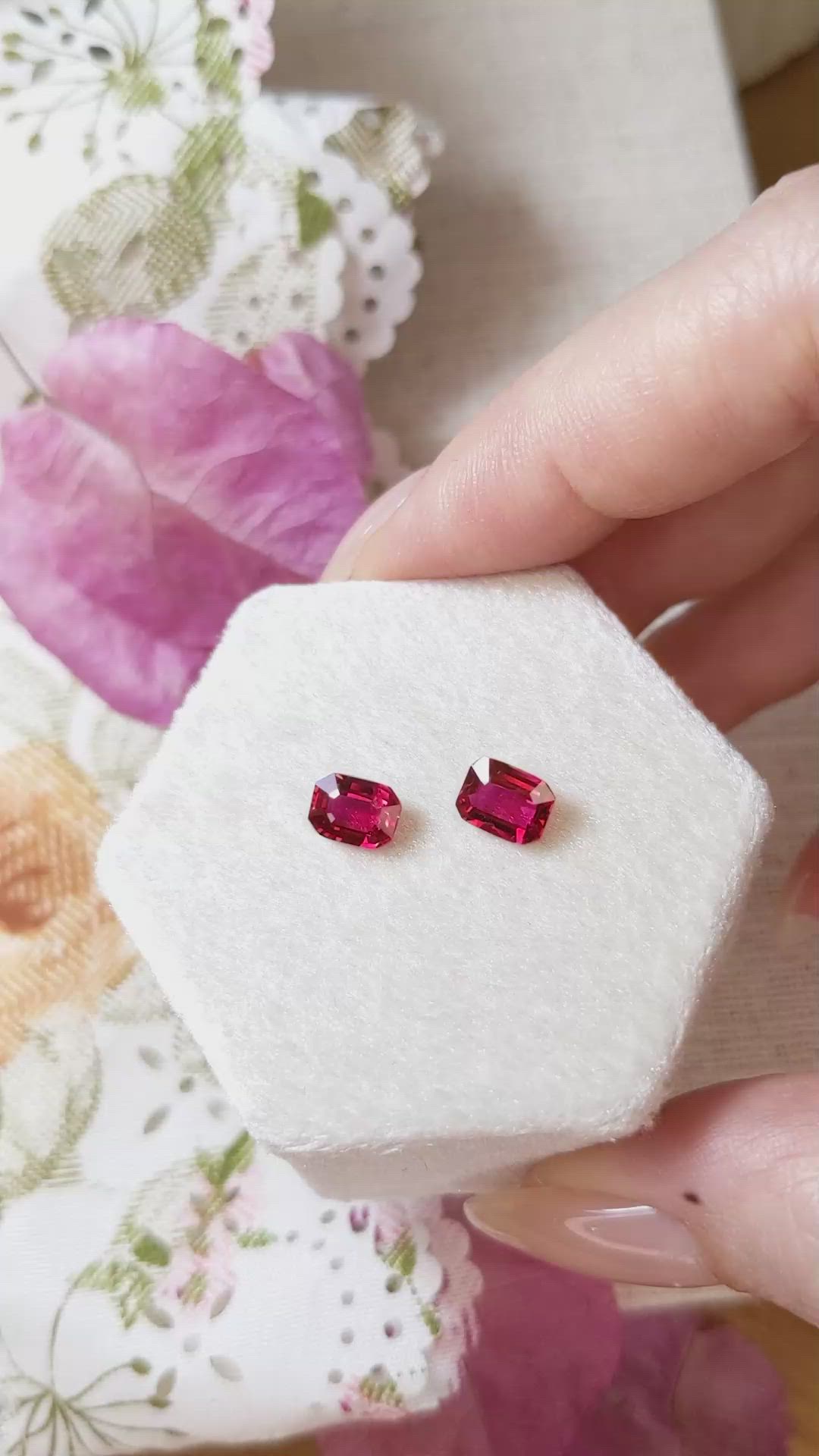 2.06 Ct.Tw.Total Carat Weight Ruby Pair from Mozambique Size Video