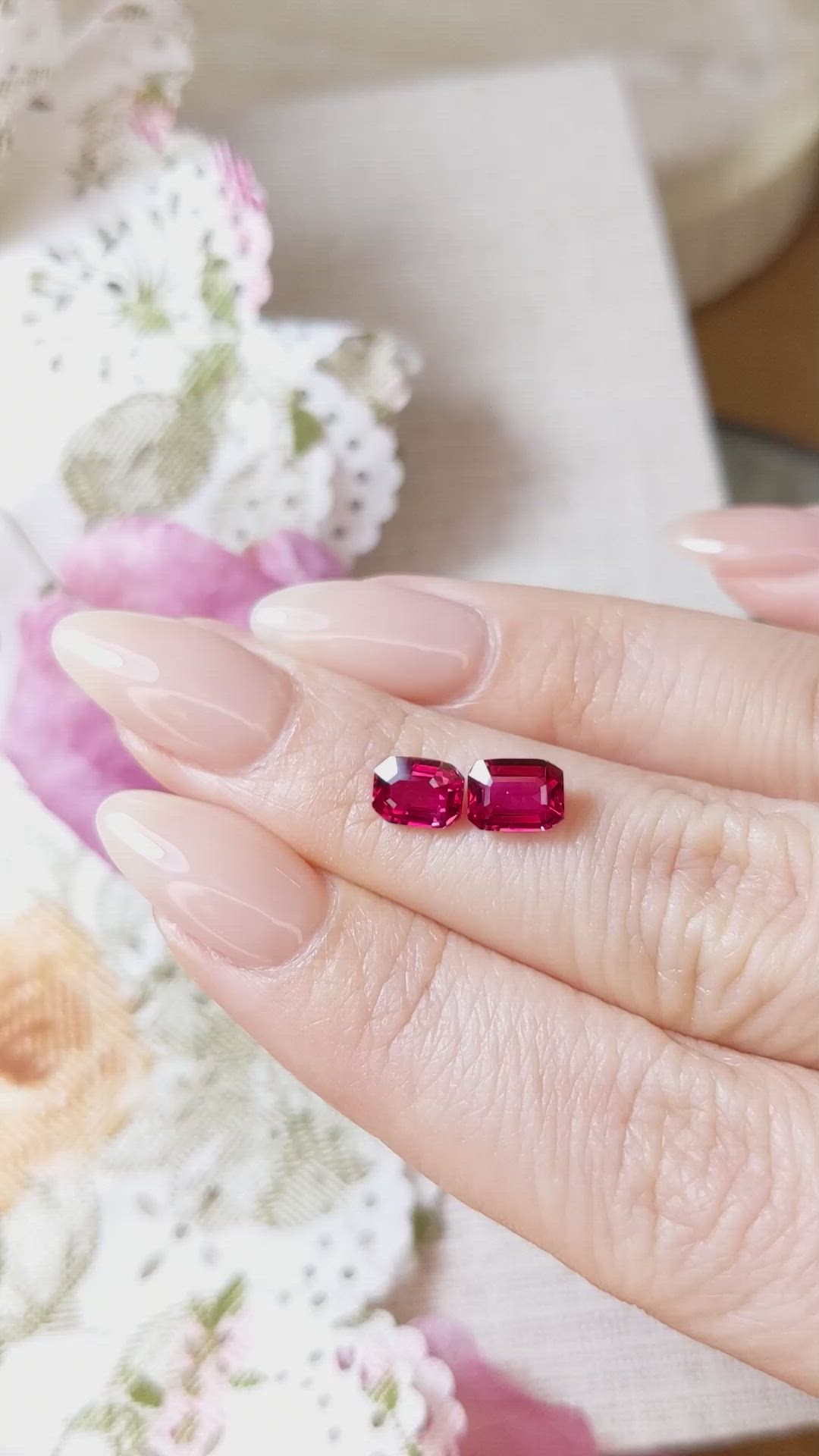 2.06 Ct.Tw.Total Carat Weight Ruby Pair from Mozambique Size Video