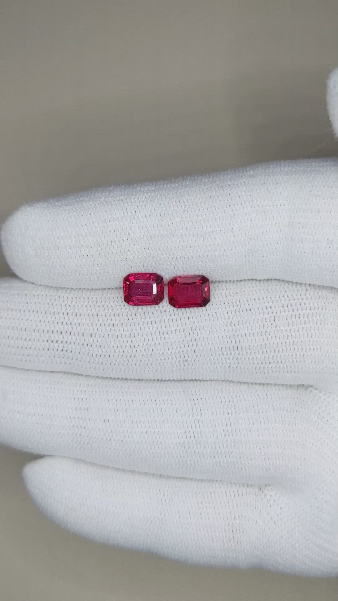 2.11 Ct.Tw.Total Carat Weight Ruby Pair from Mozambique Size Video