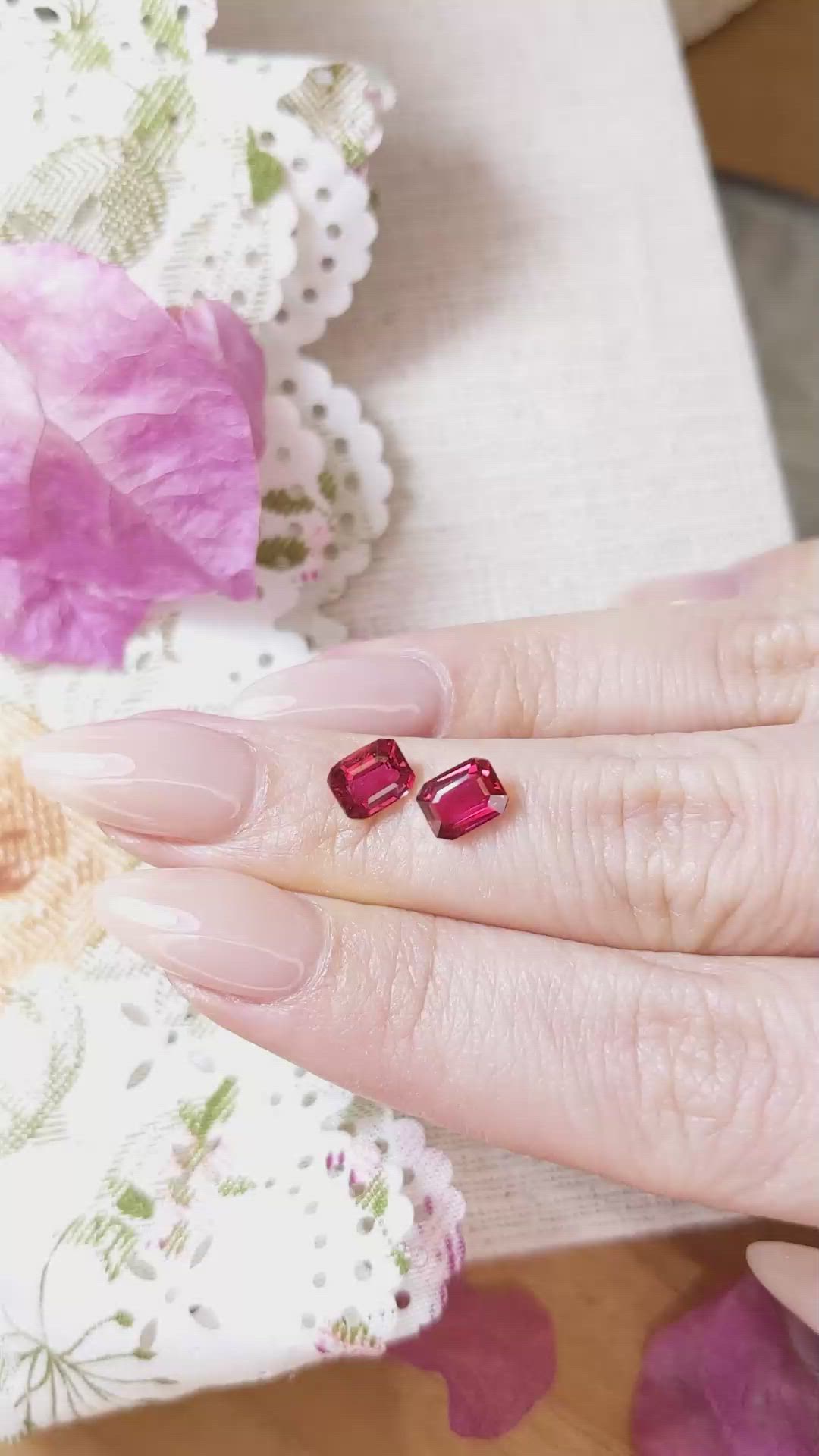 2.11 Ct.Tw.Total Carat Weight Ruby Pair from Mozambique Size Video