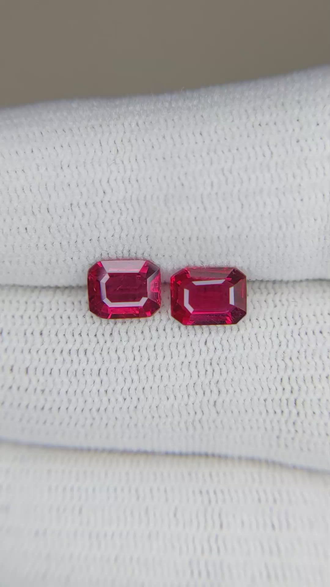 2.11 Ct.Tw.Total Carat Weight Ruby Pair from Mozambique Size Video