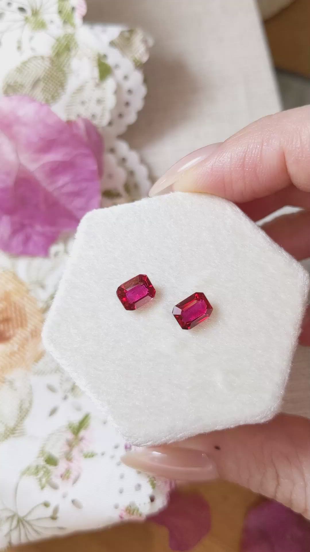 2.11 Ct.Tw.Total Carat Weight Ruby Pair from Mozambique Size Video
