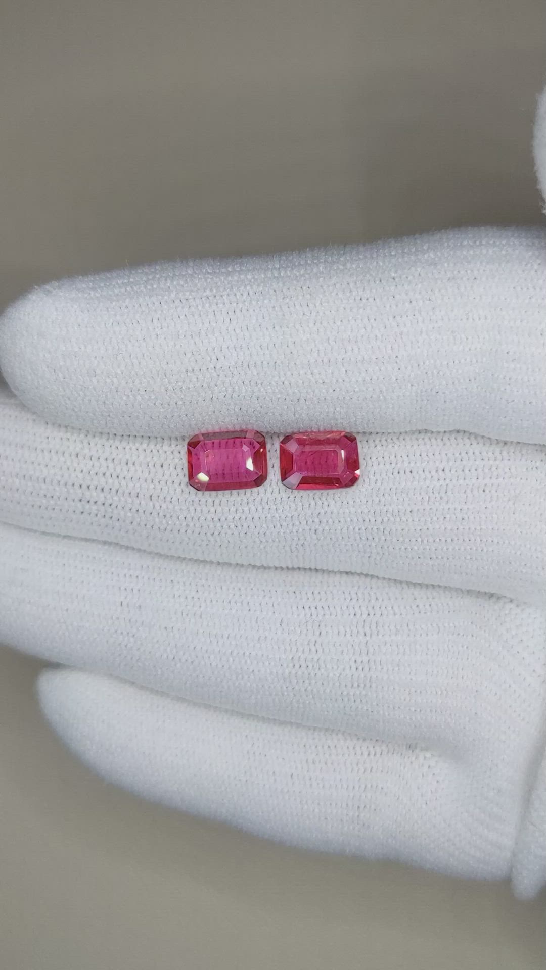 2.16 Ct.Tw.Total Carat Weight Ruby Pair from Mozambique Size Video