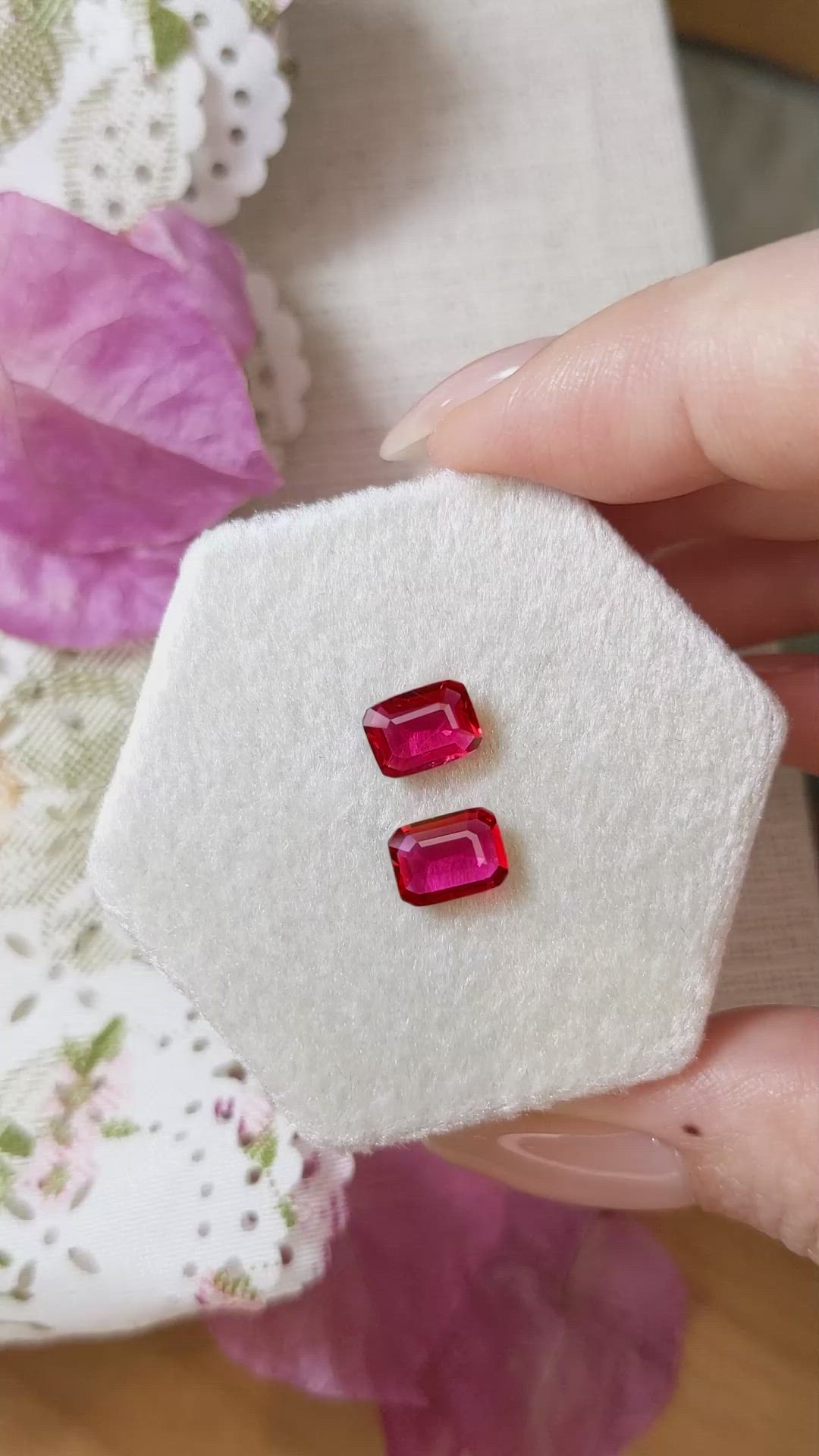 2.16 Ct.Tw.Total Carat Weight Ruby Pair from Mozambique Size Video