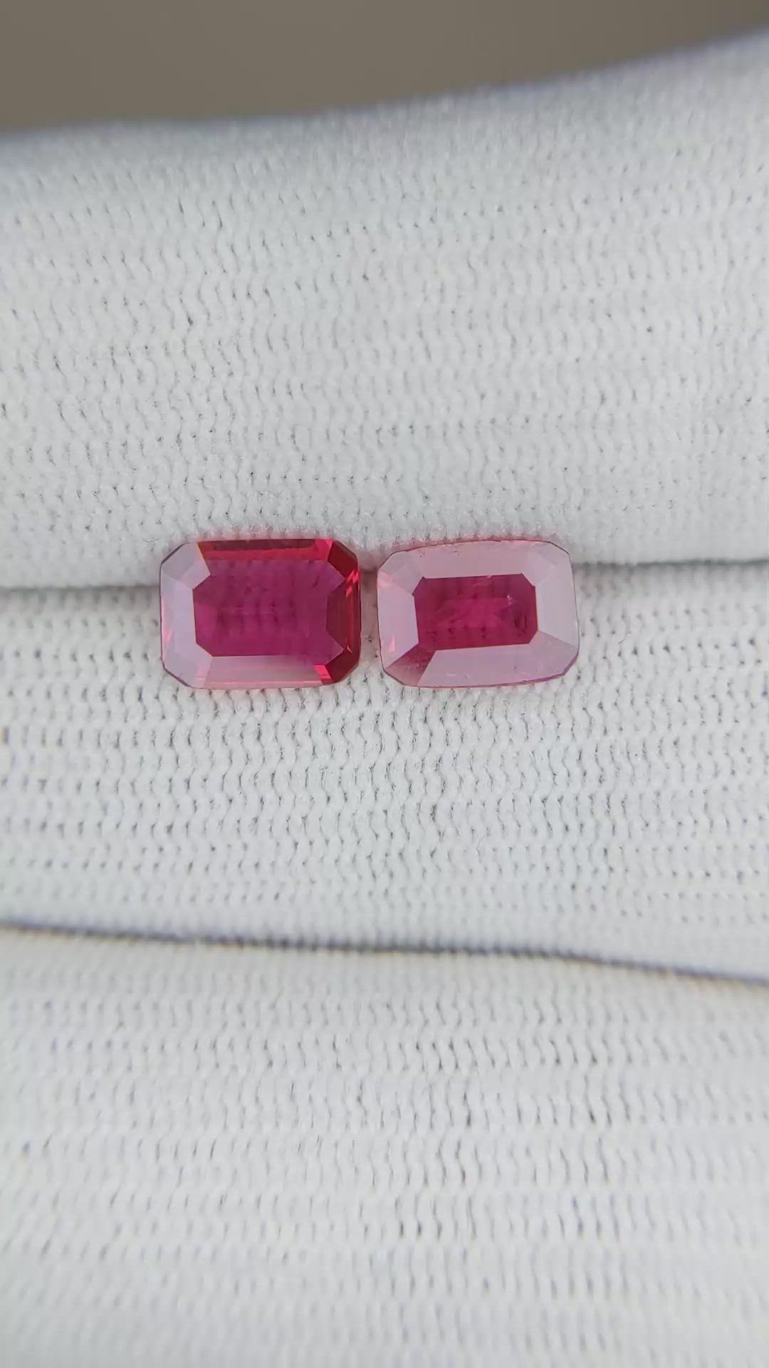 2.16 Ct.Tw.Total Carat Weight Ruby Pair from Mozambique Size Video