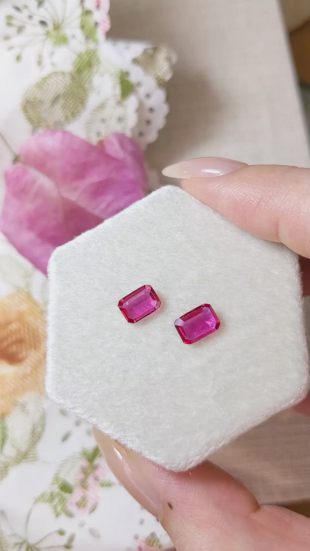 1.40 Ct.Tw.Total Carat Weight Ruby Pair from Mozambique Size Video