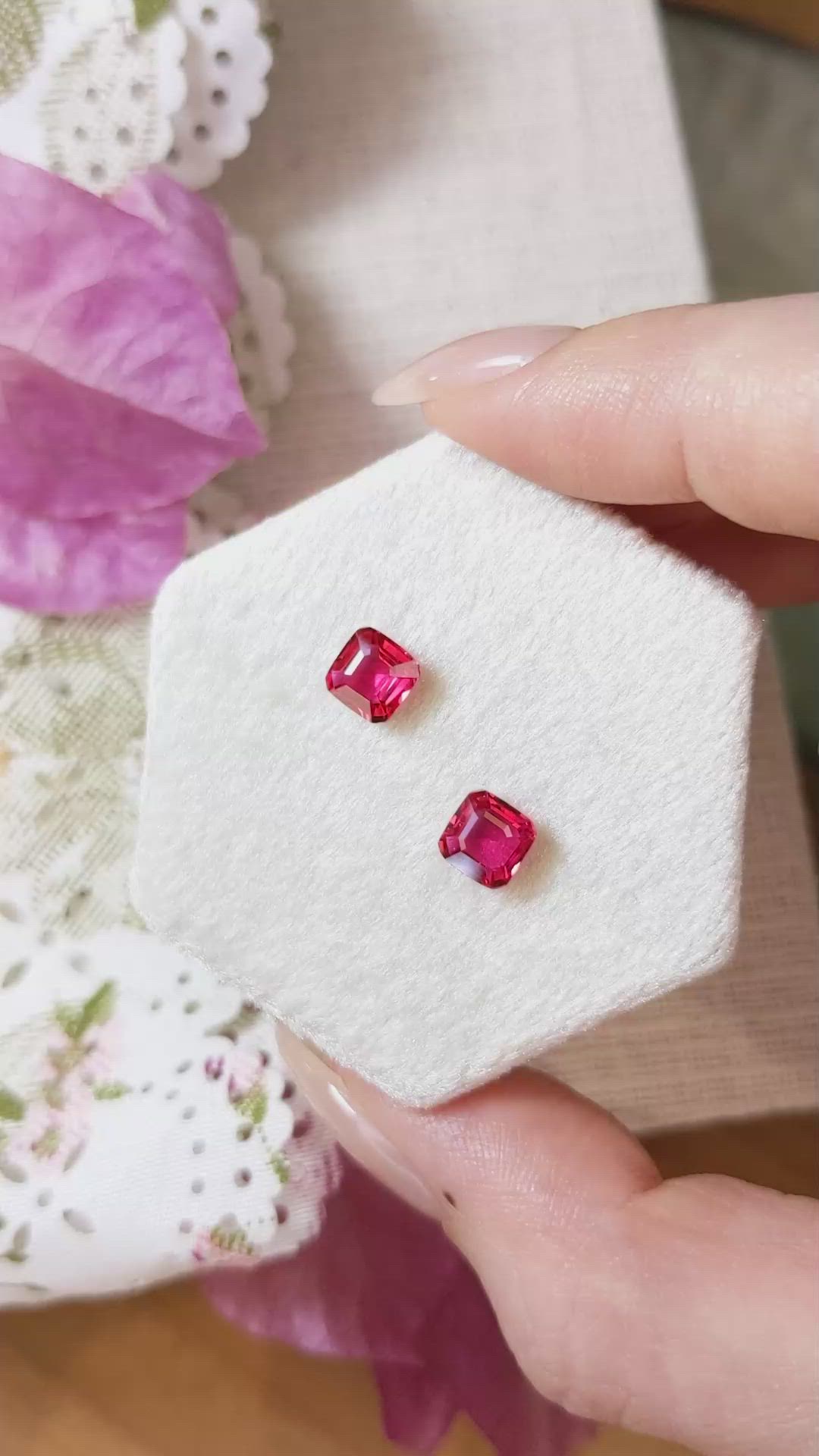 2.09 Ct.Tw.Total Carat Weight Ruby Pair from Mozambique Size Video